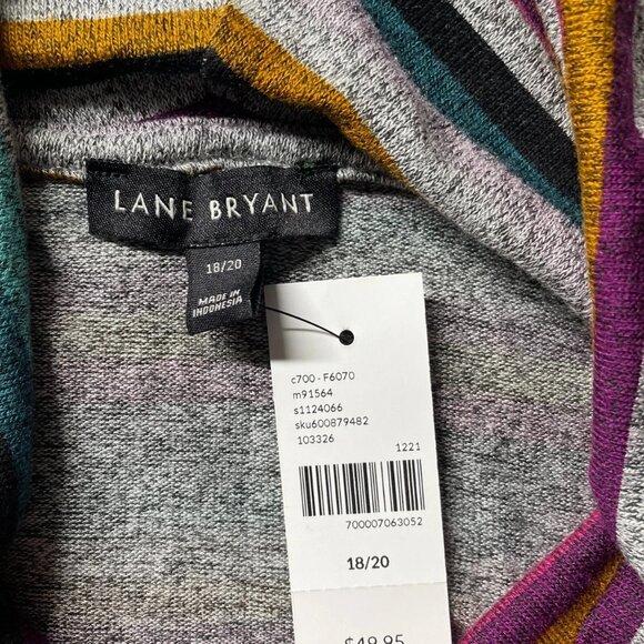 NWT Lane Bryant Womens Multicolor Striped Front Knot Hem Sweater Size 18/20 - Picture 3 of 9